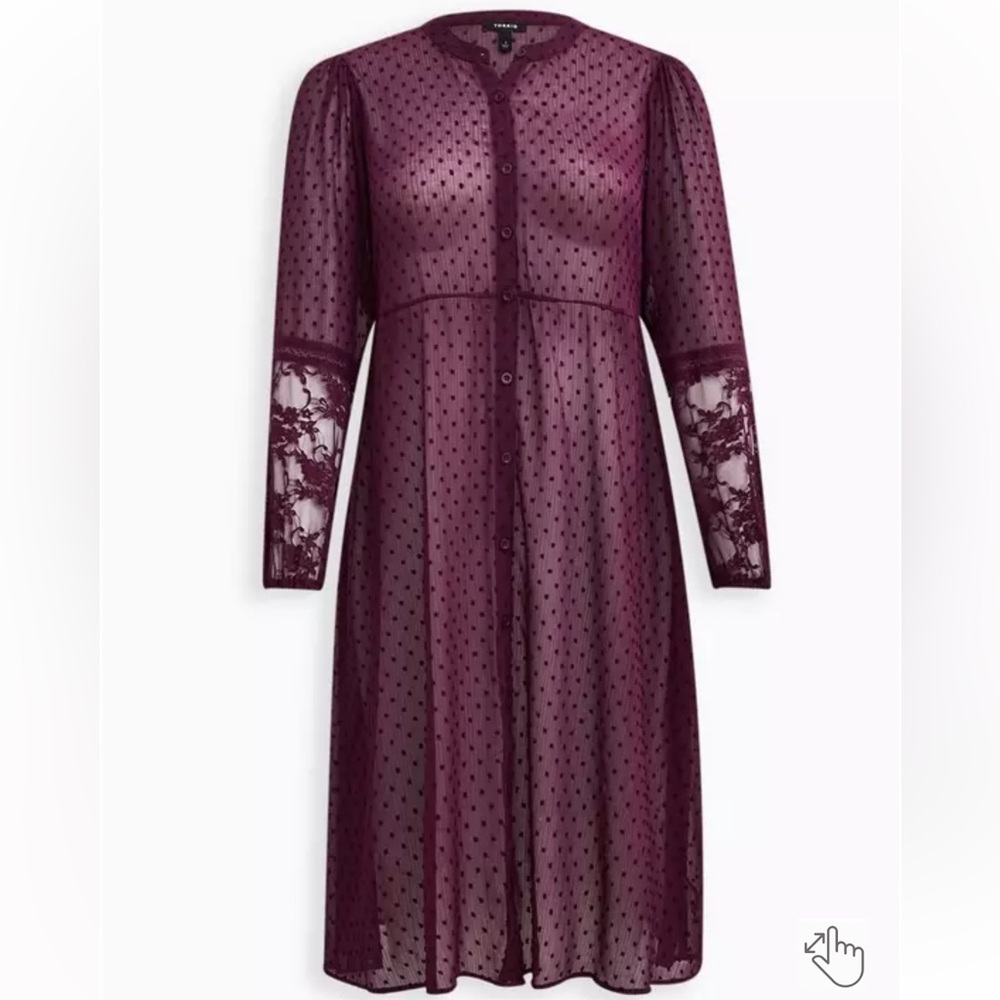 Torrid Clip Dot Button Front Maxi Kimono